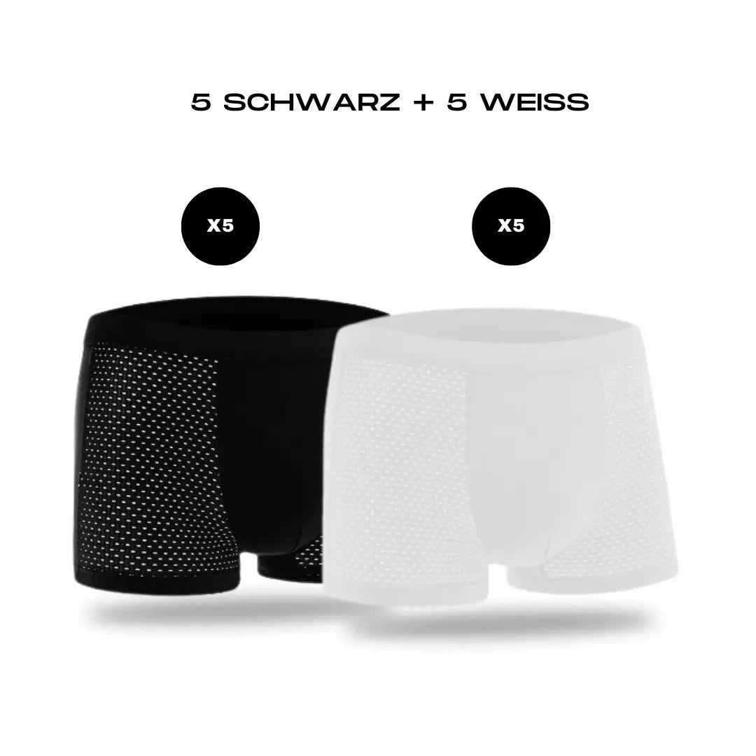Herren Boxershorts aus Bambusfaser | Bequeme Unterwäsche im Multipack [ Herrenkollektion - Leinensets - Accessoires ] 188 - Herren Boxershorts aus Bambusfaser Gratti Official S 5x Schwarz + 5x Weiß 