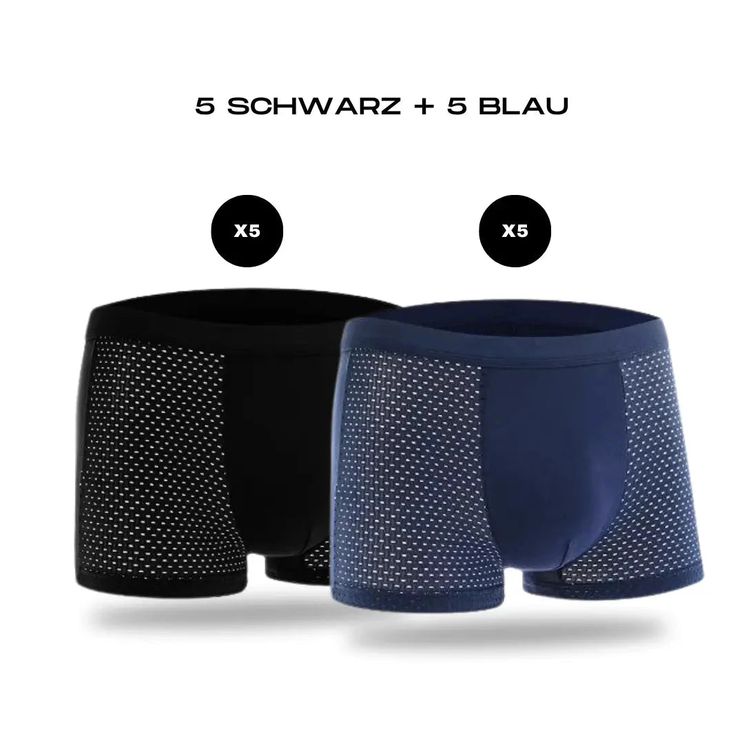 Herren Boxershorts aus Bambusfaser | Bequeme Unterwäsche im Multipack [ Herrenkollektion - Leinensets - Accessoires ] 188 - Herren Boxershorts aus Bambusfaser Gratti Official S 5x Schwarz + 5x Blau 