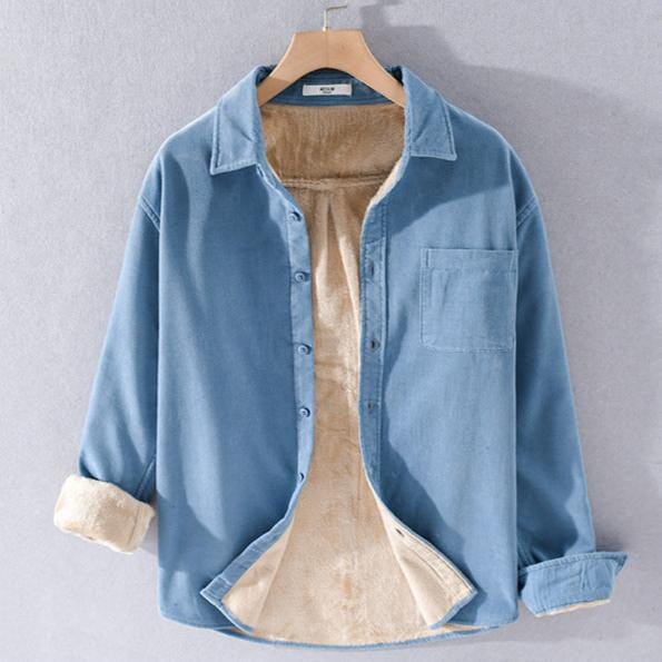 Herren Cordjacke mit Fleecefutter | Warme Winterjacke lässig braun [ Herrenkollektion - Jacken - Langarmhemden ] 202 - Herren Cordjacke mit Fleecefutter Gratti Offiziell Blau M 