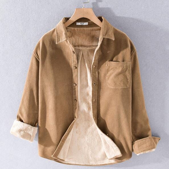Herren Cordjacke mit Fleecefutter | Warme Winterjacke lässig braun [ Herrenkollektion - Jacken - Langarmhemden ] 202 - Herren Cordjacke mit Fleecefutter Gratti Offiziell Khaki M 