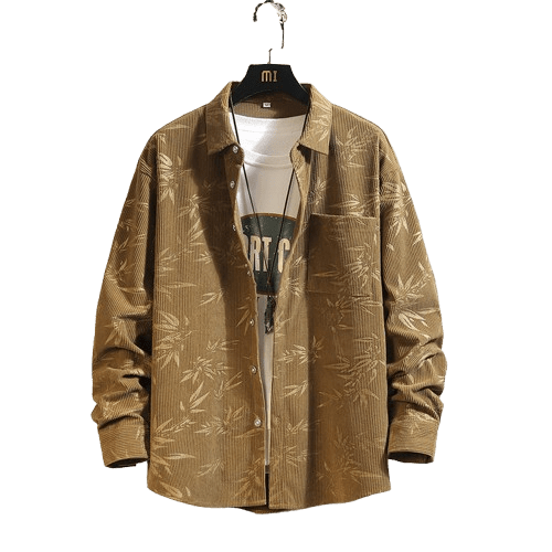 Herren Cordjacke mit Muster | Lässiges Cordhemd als Übergangsjacke braun [ Herrenkollektion - Jacken - Langarmhemden ] 193 - Herren Cordjacke mit Muster Gratti Offiziell 