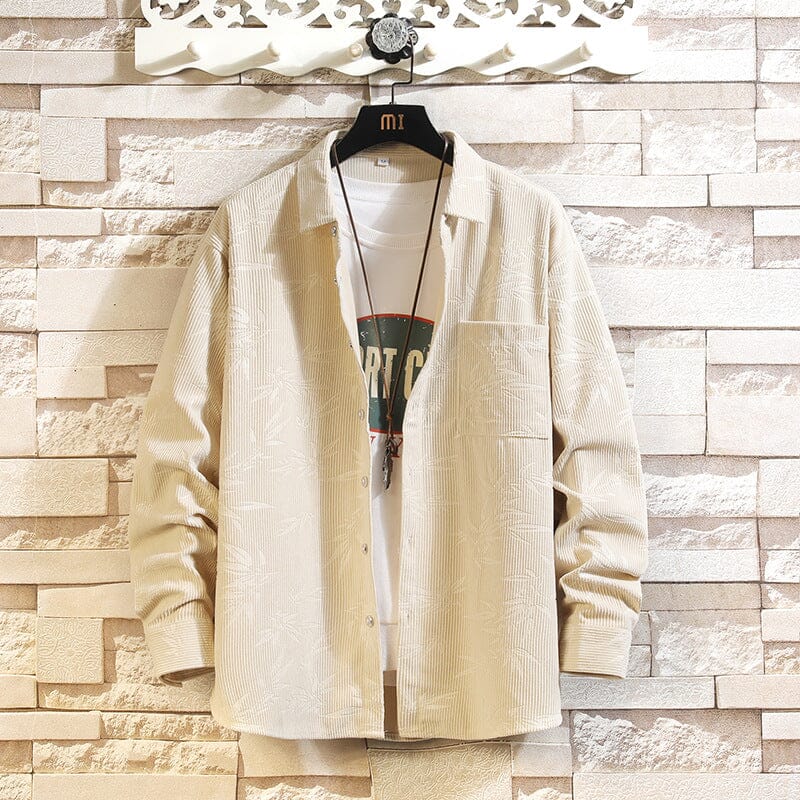 Herren Cordjacke mit Muster | Lässiges Cordhemd als Übergangsjacke braun [ Herrenkollektion - Jacken - Langarmhemden ] 193 - Herren Cordjacke mit Muster Gratti Offiziell M Beige 