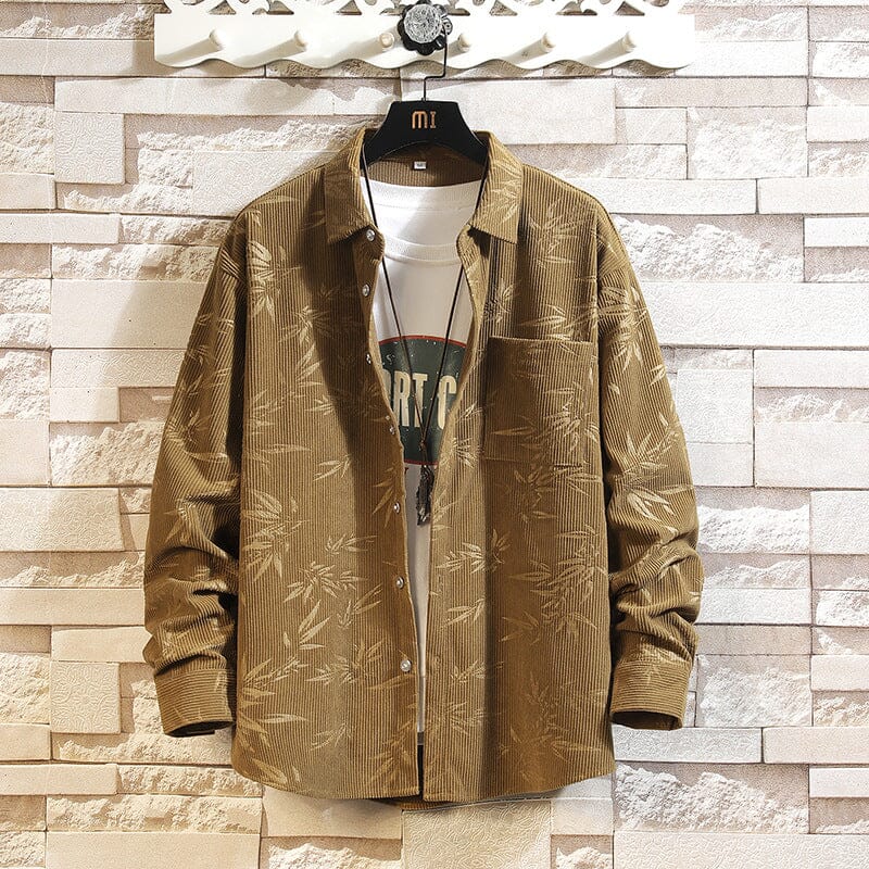 Herren Cordjacke mit Muster | Lässiges Cordhemd als Übergangsjacke braun [ Herrenkollektion - Jacken - Langarmhemden ] 193 - Herren Cordjacke mit Muster Gratti Offiziell M Khaki 