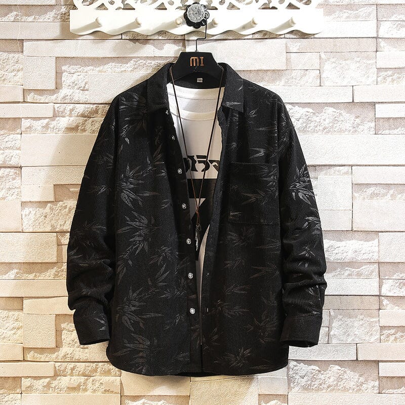 Herren Cordjacke mit Muster | Lässiges Cordhemd als Übergangsjacke braun [ Herrenkollektion - Jacken - Langarmhemden ] 193 - Herren Cordjacke mit Muster Gratti Offiziell M Schwarz 