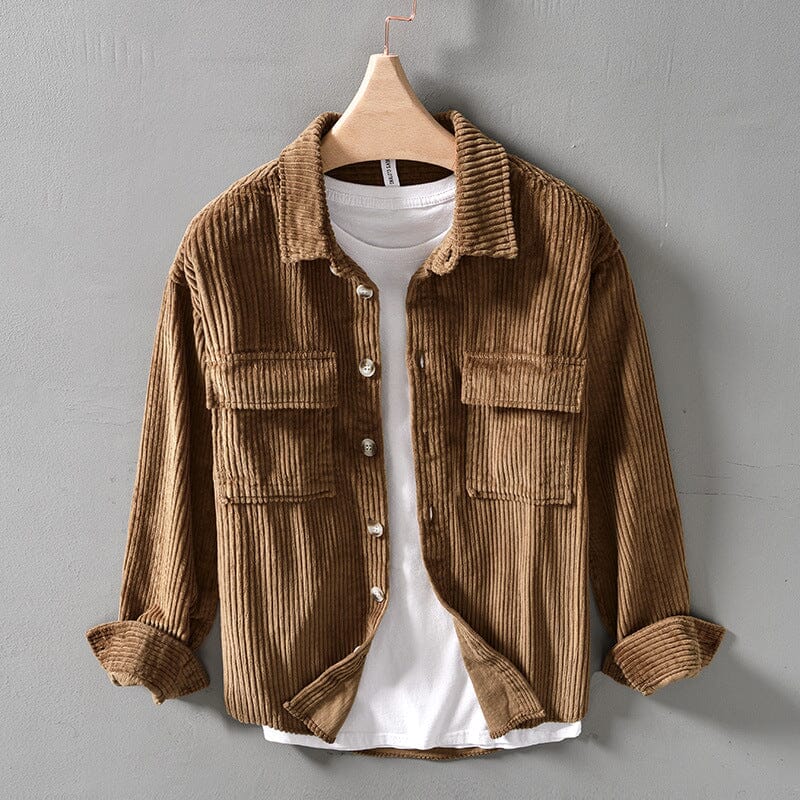 Herren Cordjacke Vintage | Lässige Hemdjacke mit Brusttaschen braun [ Herrenkollektion - Jacken - Langarmhemden ] 208 - Herren Cordjacke Vintage Gratti Offiziell Kaffeebraun M 