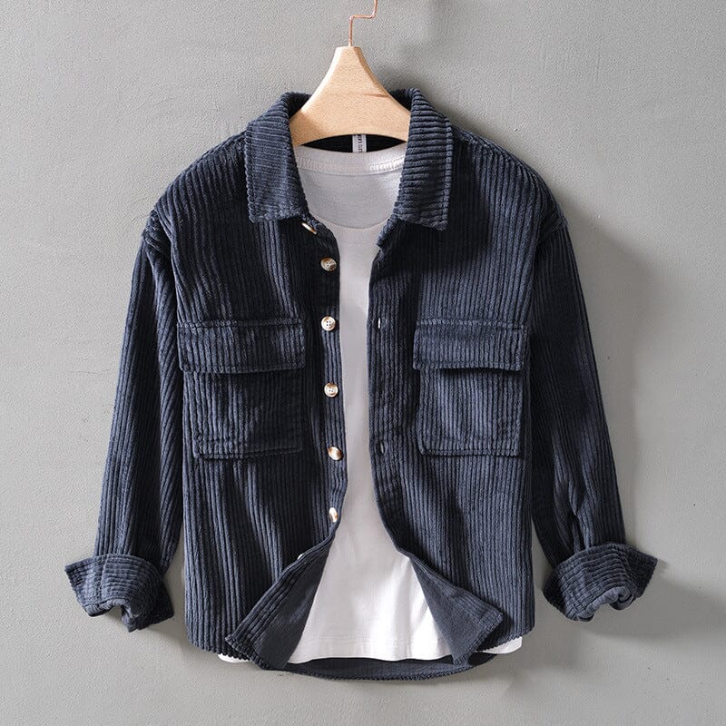 Herren Cordjacke Vintage | Lässige Hemdjacke mit Brusttaschen braun [ Herrenkollektion - Jacken - Langarmhemden ] 208 - Herren Cordjacke Vintage Gratti Offiziell Marineblau M 