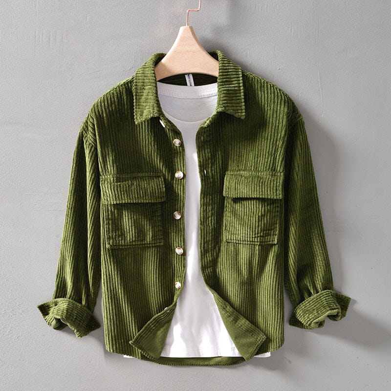 Herren Cordjacke Vintage | Lässige Hemdjacke mit Brusttaschen braun [ Herrenkollektion - Jacken - Langarmhemden ] 208 - Herren Cordjacke Vintage Gratti Offiziell Waldgrün M 