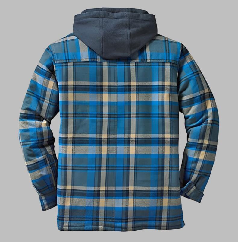 Herren Flanelljacke kariert | Gefütterte Jacke mit Kapuze blau [ Herrenkollektion - Jacken - Langarmhemden ] 207 - Herren Flanelljacke kariert Gratti Offiziell 