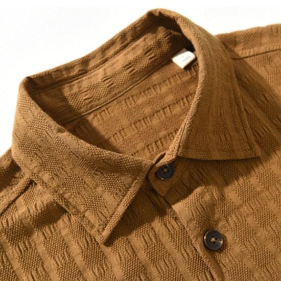 Herren Hemdjacke gerippt | Retro Baumwolljacke als Overshirt braun [ Herrenkollektion - Jacken - Langarmhemden ] 199 - Herren Hemdjacke gerippt Gratti Offiziell 