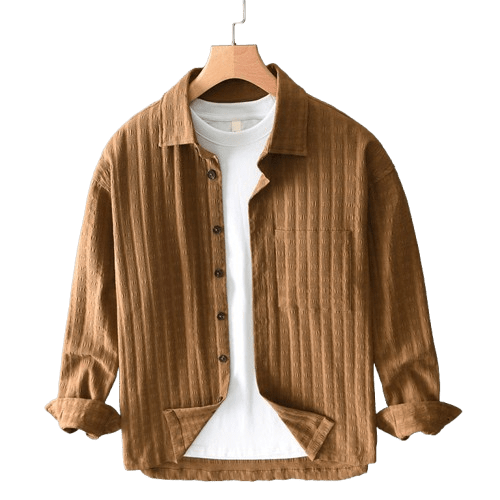 Herren Hemdjacke gerippt | Retro Baumwolljacke als Overshirt braun [ Herrenkollektion - Jacken - Langarmhemden ] 199 - Herren Hemdjacke gerippt Gratti Offiziell 