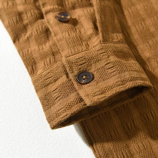 Herren Hemdjacke gerippt | Retro Baumwolljacke als Overshirt braun [ Herrenkollektion - Jacken - Langarmhemden ] 199 - Herren Hemdjacke gerippt Gratti Offiziell 