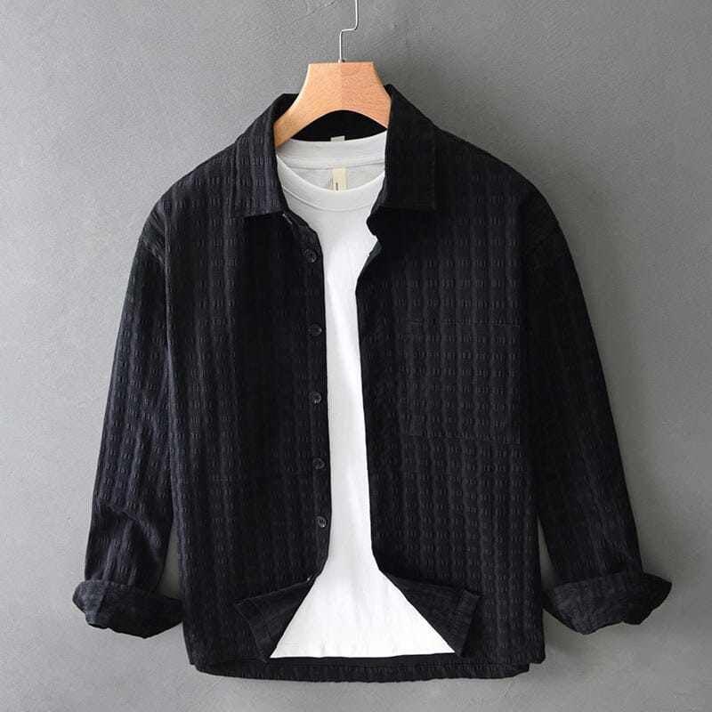 Herren Hemdjacke gerippt | Retro Baumwolljacke als Overshirt braun [ Herrenkollektion - Jacken - Langarmhemden ] 199 - Herren Hemdjacke gerippt Gratti Offiziell Schwarz M 