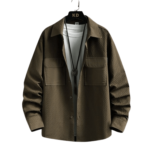 Herren Hemdjacke Retro-Stil | Übergangsjacke mit Brusttaschen braun [ Herrenkollektion - Jacken - Langarmhemden ] 198 - Herren Hemdjacke Retro-Stil Gratti Offiziell 