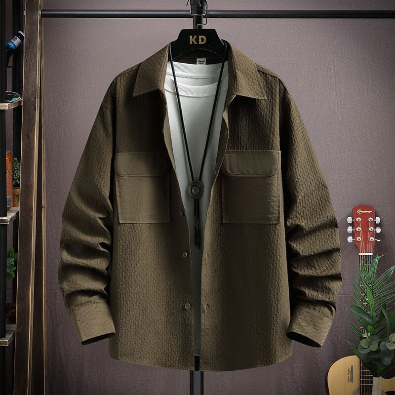Herren Hemdjacke Retro-Stil | Übergangsjacke mit Brusttaschen braun [ Herrenkollektion - Jacken - Langarmhemden ] 198 - Herren Hemdjacke Retro-Stil Gratti Offiziell M Grün 