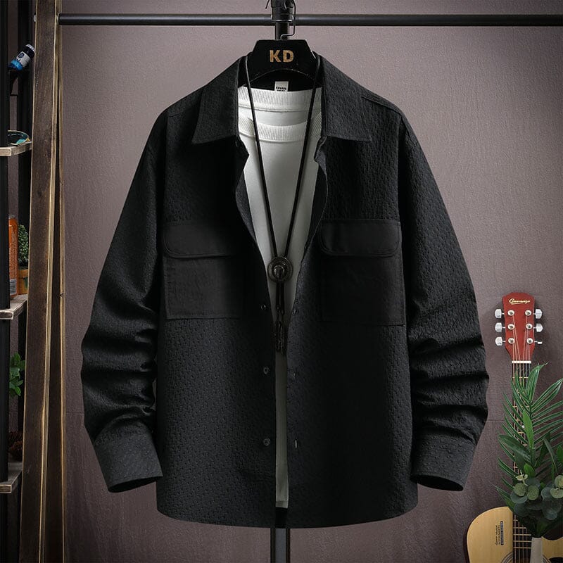 Herren Hemdjacke Retro-Stil | Übergangsjacke mit Brusttaschen braun [ Herrenkollektion - Jacken - Langarmhemden ] 198 - Herren Hemdjacke Retro-Stil Gratti Offiziell M Schwarz 