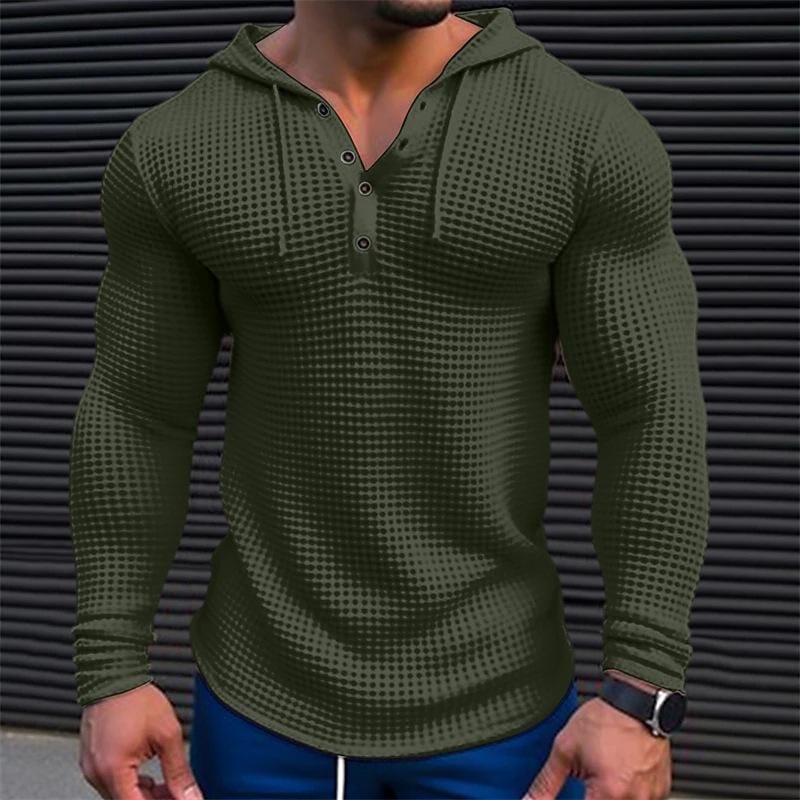 Herren Hoodie Slim Fit | Waffelstruktur Muskelshirt beige [ Herrenkollektion - Jacken - Langarmhemden ] 78 - Herren Hoodie Slim Fit Gratti Paris Armeegrün S 
