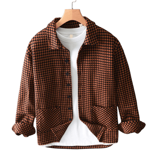 Herren Jacke Hahnentrittmuster | Rustikale Hemdjacke für den Herbst braun [ Herrenkollektion - Jacken - Langarmhemden ] 194 - Herren Jacke Hahnentrittmuster Gratti Offiziell 