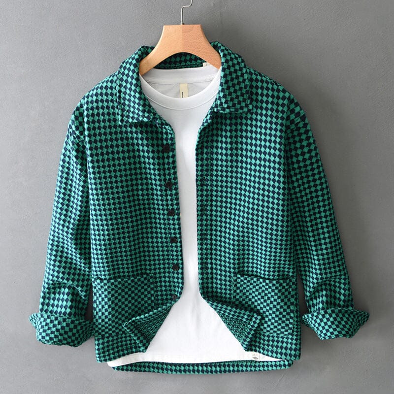 Herren Jacke Hahnentrittmuster | Rustikale Hemdjacke für den Herbst braun [ Herrenkollektion - Jacken - Langarmhemden ] 194 - Herren Jacke Hahnentrittmuster Gratti Offiziell Grün M 