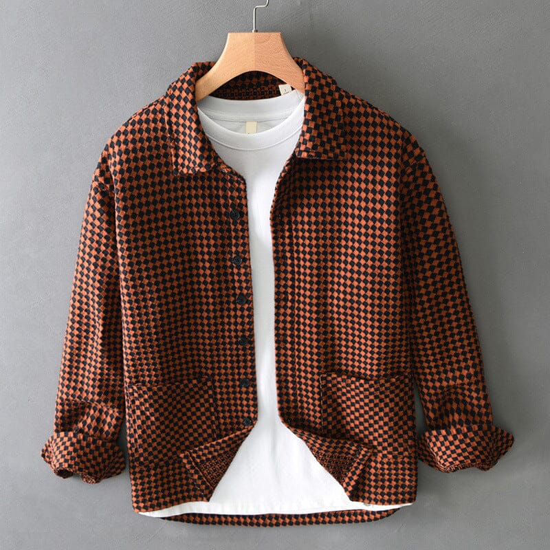 Herren Jacke Hahnentrittmuster | Rustikale Hemdjacke für den Herbst braun [ Herrenkollektion - Jacken - Langarmhemden ] 194 - Herren Jacke Hahnentrittmuster Gratti Offiziell Orange M 
