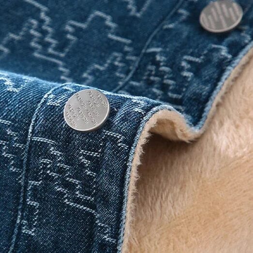 Herren Jeansjacke mit Fleecefutter | Warme Winter Denim Jacke [ Herrenkollektion - Jacken ] - Azure Fleece Fleecefutter Gratti Offiziell 