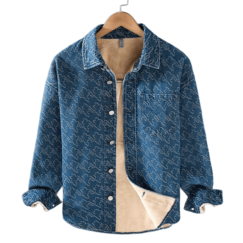 Herren Jeansjacke mit Fleecefutter | Warme Winter Denim Jacke [ Herrenkollektion - Jacken ] - Azure Fleece Fleecefutter Gratti Offiziell 