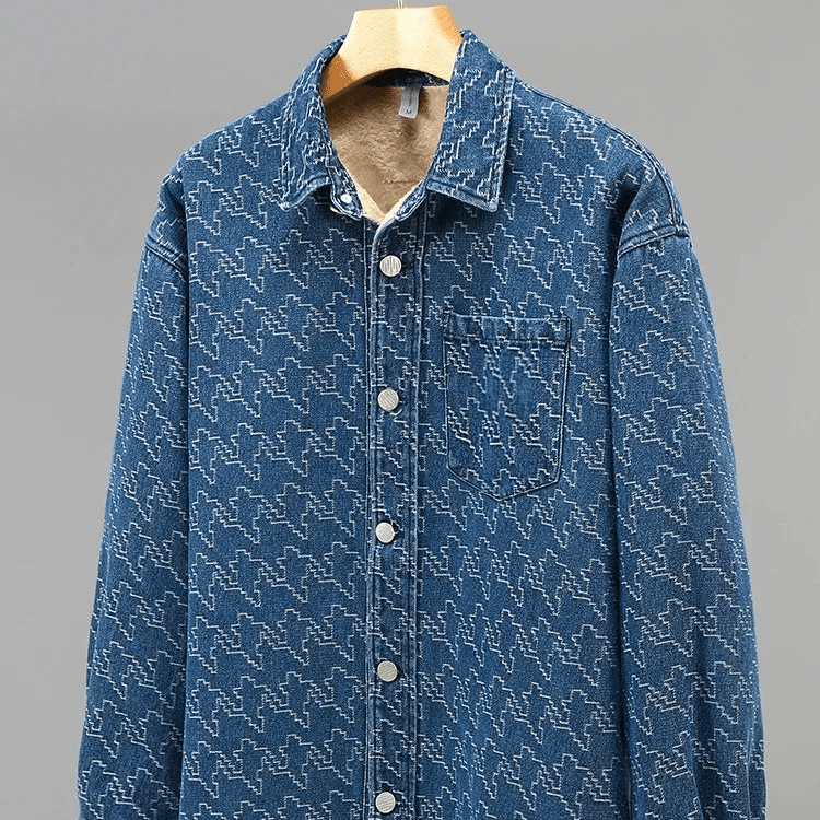 Herren Jeansjacke mit Fleecefutter | Warme Winter Denim Jacke [ Herrenkollektion - Jacken ] - Azure Fleece Fleecefutter Gratti Offiziell 