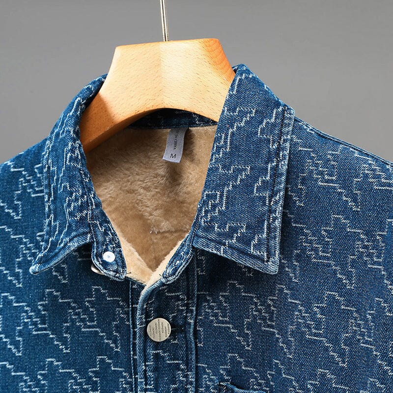 Herren Jeansjacke mit Fleecefutter | Warme Winter Denim Jacke [ Herrenkollektion - Jacken ] - Azure Fleece Fleecefutter Gratti Offiziell 