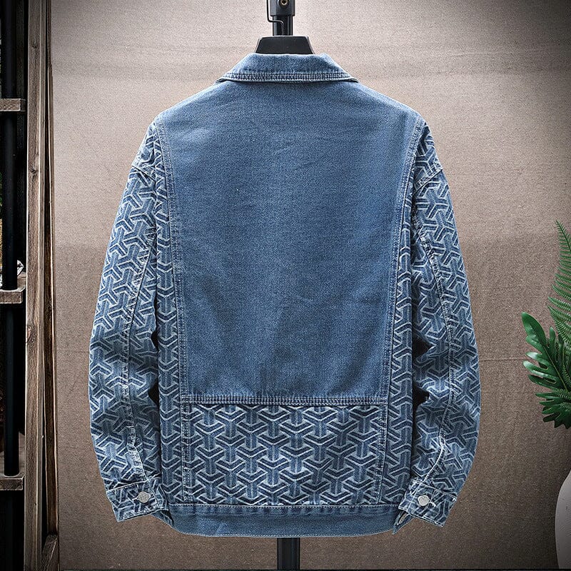 Herren Jeansjacke Vintage | Lässige Jacke mit gemusterten Ärmeln [ Herrenkollektion - Jacken - Frühling & Sommer '25 ] 204 - Herren Jeansjacke Vintage Gratti Offiziell 
