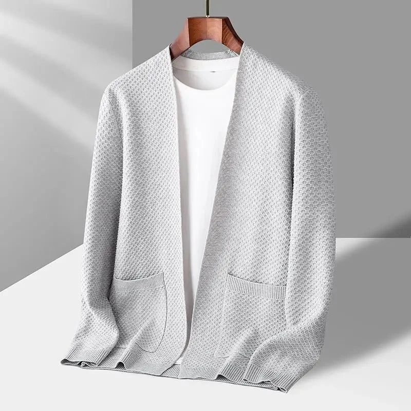 Herren Kaschmir-Cardigan offen | Feine Strickjacke mit Schalkragen beige [ Herrenkollektion - Jacken - Langarmhemden ] 209 - Herren Kaschmir-Cardigan offen Gratti Offiziell Weiß S 