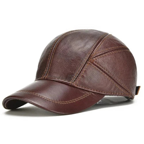 Herren Leder Cap | Premium Kappe Echtleder braun [ Herrenkollektion - Caps - Accessoires ] 181 - Herren Leder Cap Gratti Paris Burgunderrot 