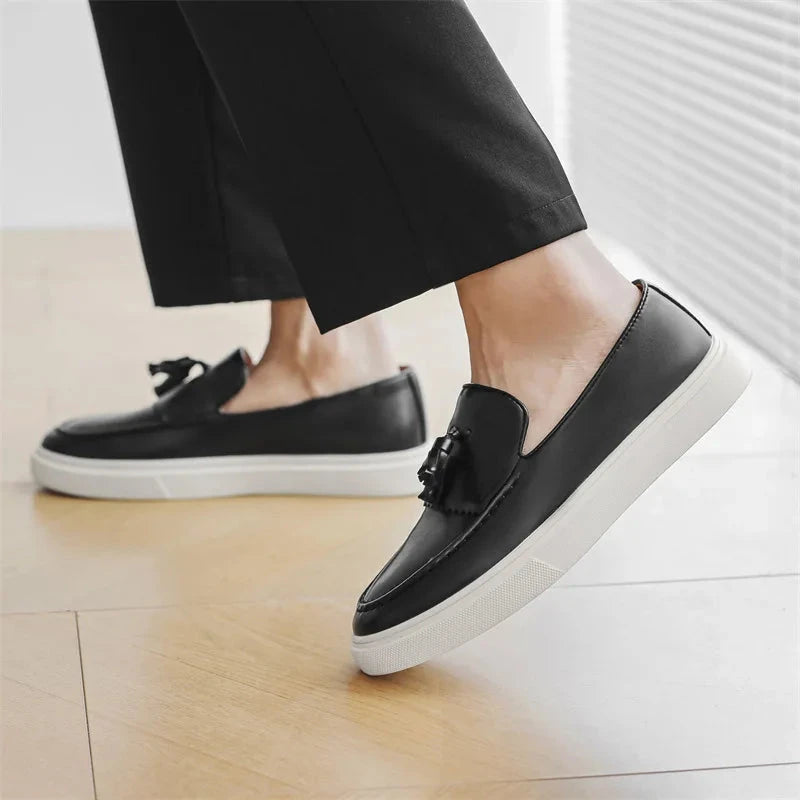 Herren Leder Loafer mit Quasten | Urban Schuhe mit Plateau Sohle braun [ Herrenkollektion - Schuhe - Elegante Schuhe ] 270 - Herren Leder Loafer mit Quasten Gratti Offiziell 