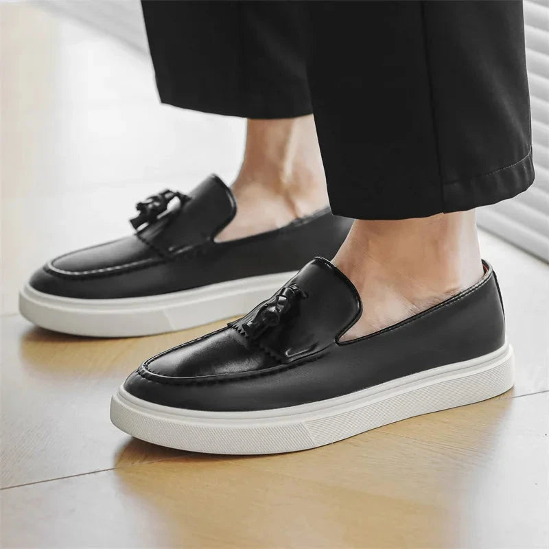 Herren Leder Loafer mit Quasten | Urban Schuhe mit Plateau Sohle braun [ Herrenkollektion - Schuhe - Elegante Schuhe ] 270 - Herren Leder Loafer mit Quasten Gratti Offiziell 