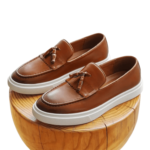 Herren Leder Loafer mit Quasten | Urban Schuhe mit Plateau Sohle braun [ Herrenkollektion - Schuhe - Elegante Schuhe ] 270 - Herren Leder Loafer mit Quasten Gratti Offiziell 