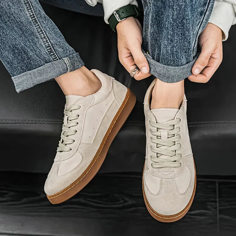 Herren Leder Sneaker | Lässige Freizeitschuhe mit Gummisohle beige [ Herrenkollektion - Schuhe - Turnschuhe ] 253 - Herren Leder Sneaker Gratti Offiziell 