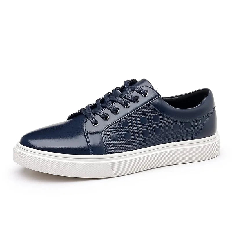 Herren Leder Sneaker Marineblau | Casual Sneaker mit Muster-Design [ Herrenkollektion - Schuhe - Turnschuhe ] 252 - Herren Leder Sneaker Marineblau Gratti Offiziell 