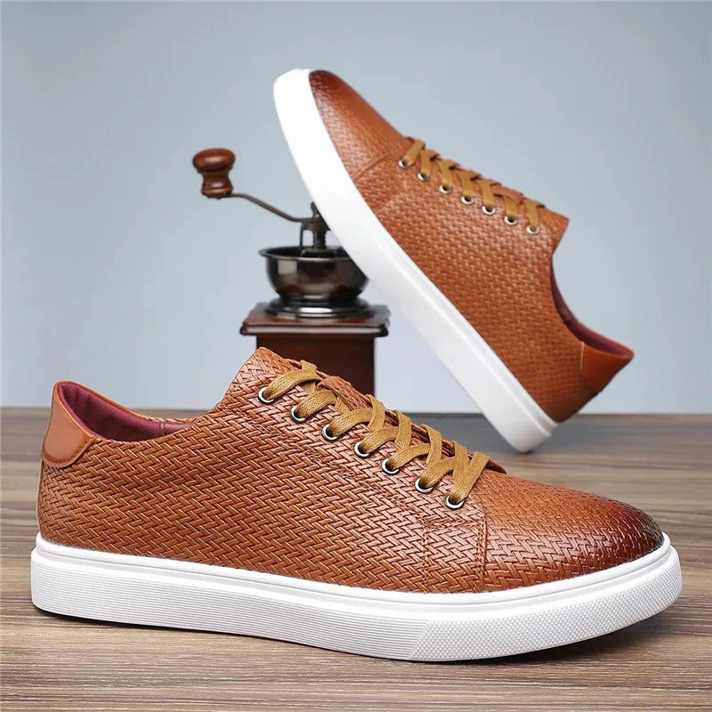 Herren Leder Sneaker mit Struktur | Bequeme Freizeitschuhe braun [ Herrenkollektion - Schuhe - Turnschuhe ] 279 - Herren Leder Sneaker mit Struktur Gratti Offiziell 