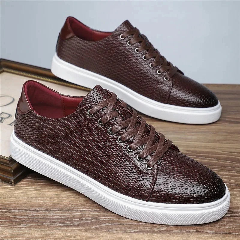 Herren Leder Sneaker mit Struktur | Bequeme Freizeitschuhe braun [ Herrenkollektion - Schuhe - Turnschuhe ] 279 - Herren Leder Sneaker mit Struktur Gratti Offiziell Burgunder braun 6 