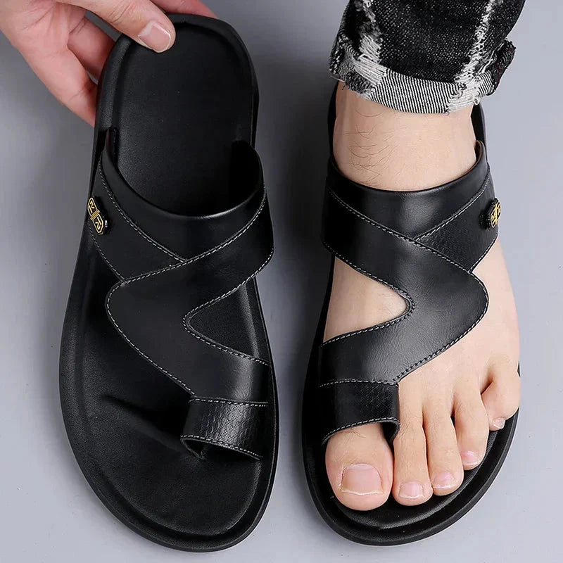 Herren Ledersandalen mit Zehenring | Bequeme Sommerschuhe weiß [ Herrenkollektion - Schuhe - Sandalen ] 251 - Herren Ledersandalen mit Zehenring Gratti Offiziell 