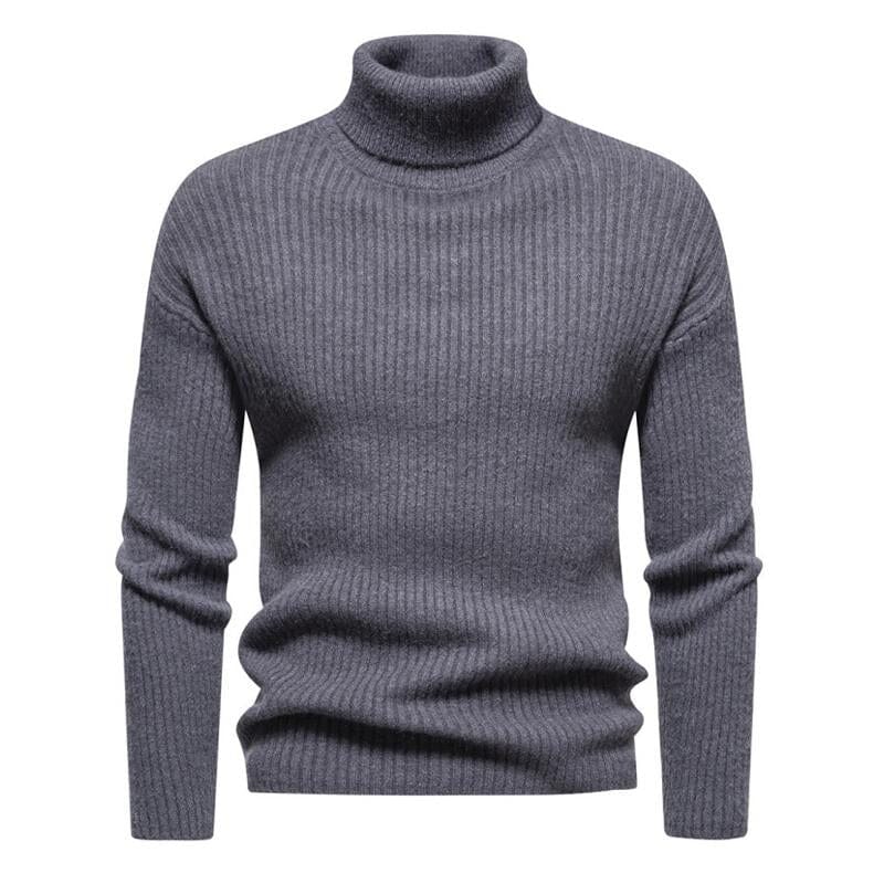 Herren Rollkragenpullover Slim Fit | Eleganter Strickpullover gerippt schwarz [ Herrenkollektion - Langarmhemden - Jacken ] 66 - Herren Rollkragenpullover Slim Fit Gratti Paris Grau XS 