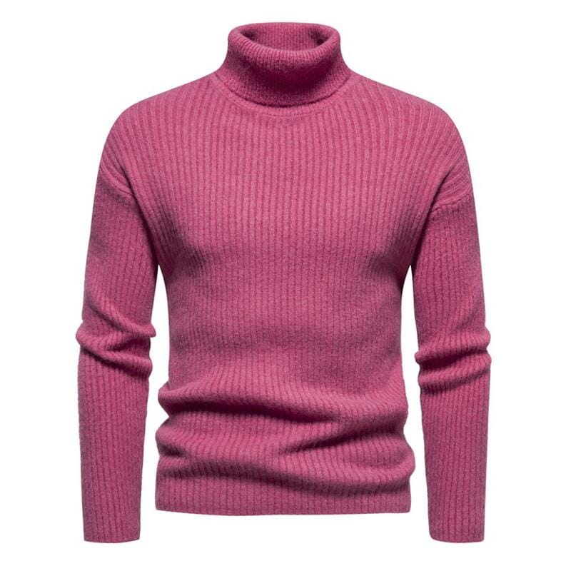Herren Rollkragenpullover Slim Fit | Eleganter Strickpullover gerippt schwarz [ Herrenkollektion - Langarmhemden - Jacken ] 66 - Herren Rollkragenpullover Slim Fit Gratti Paris Rot XS 