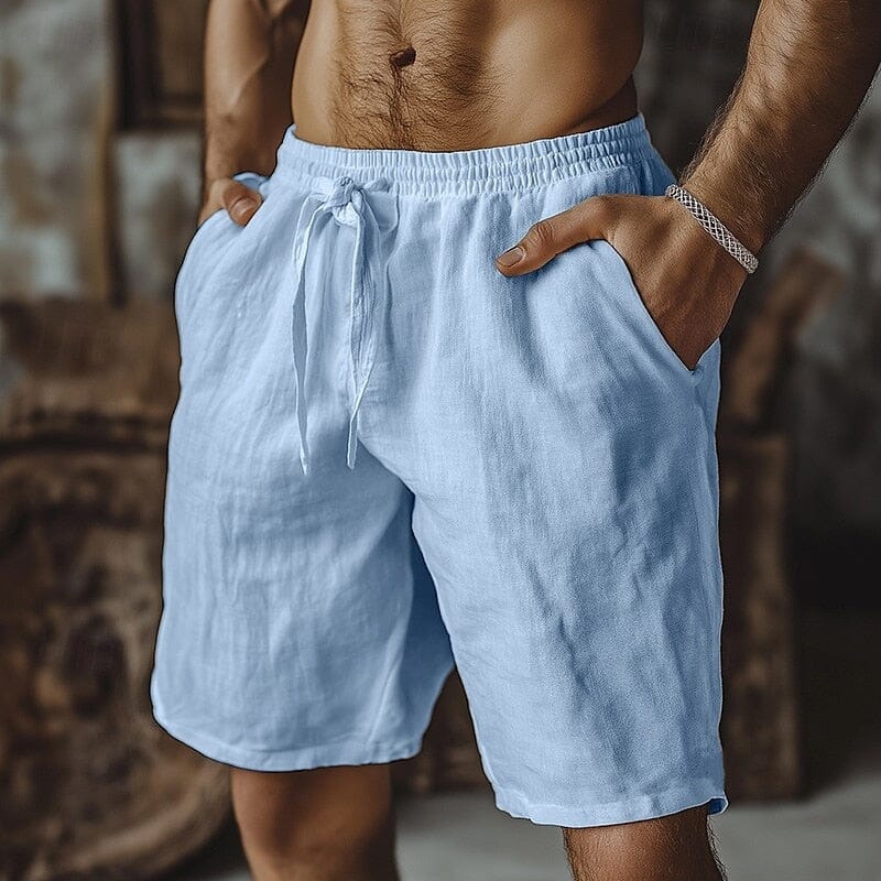Herren Sommershorts Baumwolle | Bequeme Shorts mit Kordelzug [ Herrenkollektion - Shorts - Frühling & Sommer '25 ] 10 - Herren Sommershorts Baumwolle Gratti Paris Blau S ( US 30-32 ) 