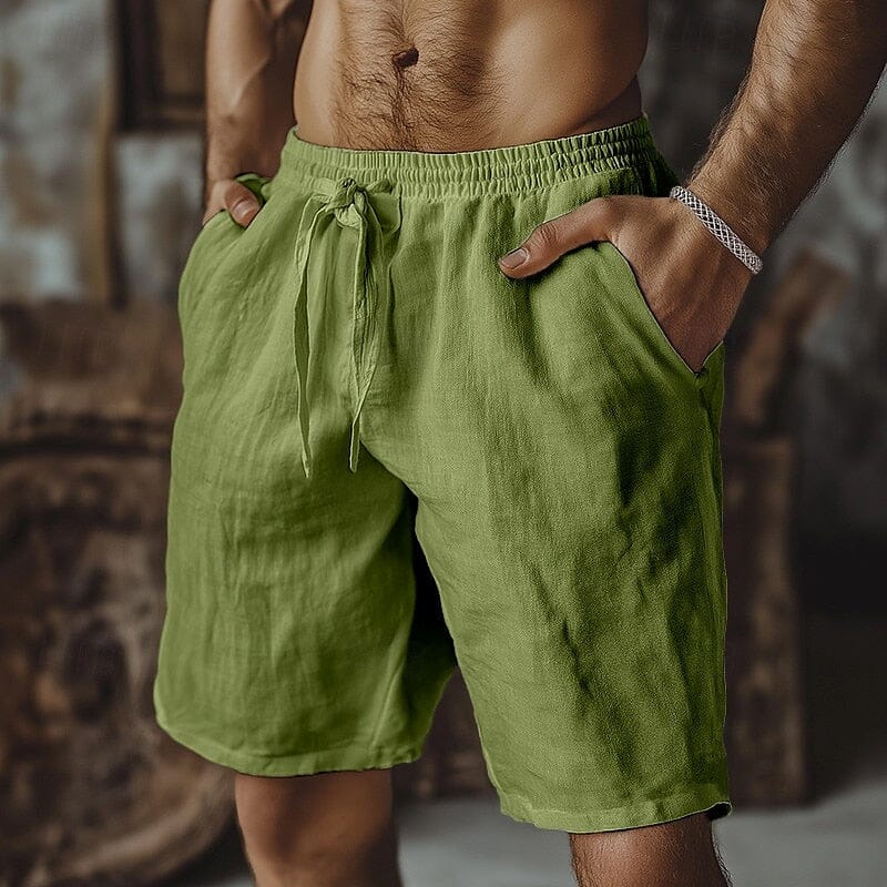 Herren Sommershorts Baumwolle | Bequeme Shorts mit Kordelzug [ Herrenkollektion - Shorts - Frühling & Sommer '25 ] 10 - Herren Sommershorts Baumwolle Gratti Paris Grün S ( US 30-32 ) 