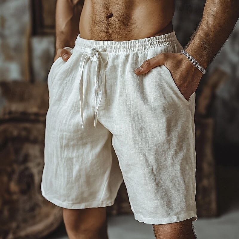 Herren Sommershorts Baumwolle | Bequeme Shorts mit Kordelzug [ Herrenkollektion - Shorts - Frühling & Sommer '25 ] 10 - Herren Sommershorts Baumwolle Gratti Paris Weiß S ( US 30-32 ) 