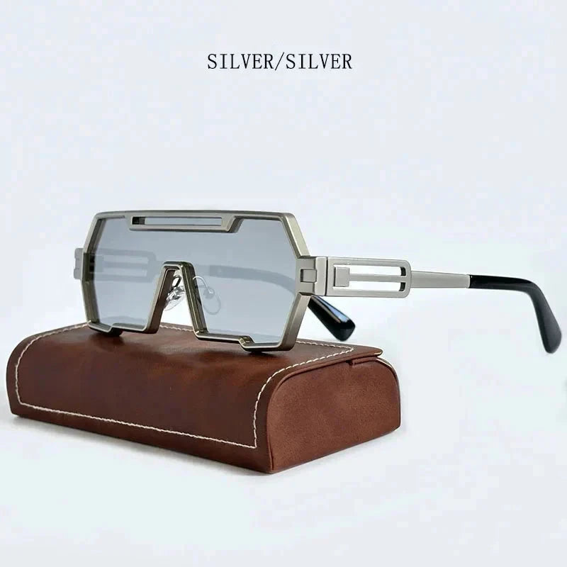 Herren Sonnenbrille futuristisch | Robuste Metallbrille im Techwear-Stil [ Herrenkollektion - Sonnenbrille - Freizeitbrille ] 219 - Herren Sonnenbrille futuristisch Gratti Offiziell Silber/Silber 