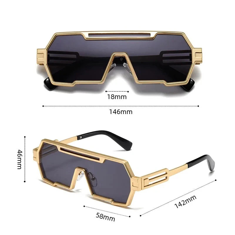 Herren Sonnenbrille futuristisch | Robuste Metallbrille im Techwear-Stil [ Herrenkollektion - Sonnenbrille - Freizeitbrille ] 219 - Herren Sonnenbrille futuristisch Gratti Offiziell 