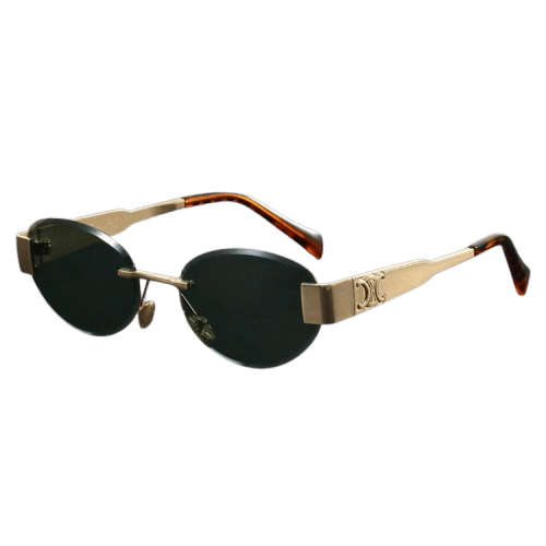 Herren Sonnenbrille Retro Randlos | Ovale Brille Gold mit Schildpatt-Bügeln [ Herrenkollektion - Sonnenbrille - Freizeitbrille ] 244 - Herren Sonnenbrille Retro Randlos Gratti Offiziell 