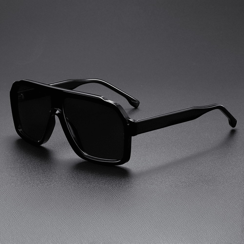 Herren Sonnenbrille Retro | Übergroße quadratische Brille braun [ Herrenkollektion - Sonnenbrille - Freizeitbrille ] 233 - Herren Sonnenbrille Retro Gratti Offiziell Tiefschwarz 