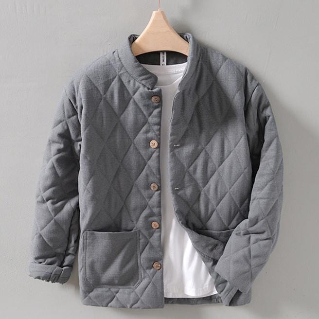 Herren Steppjacke Baumwolle | Lässige Jacke mit Stehkragen dunkelblau [ Herrenkollektion - Jacken - Langarmhemden ] 211 - Herren Steppjacke Baumwolle Gratti Offiziell Grau S 