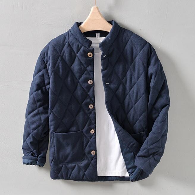 Herren Steppjacke Baumwolle | Lässige Jacke mit Stehkragen dunkelblau [ Herrenkollektion - Jacken - Langarmhemden ] 211 - Herren Steppjacke Baumwolle Gratti Offiziell Marineblau S 