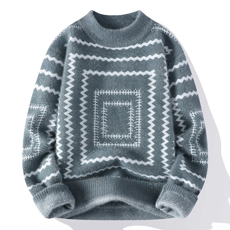 Herren Strickpullover Rollkragen | Warmer Wollpullover mit Zickzack-Muster beige [ Herrenkollektion - Langarmhemden - Jacken ] 197 - Herren Strickpullover Rollkragen Gratti Offiziell Grau S 